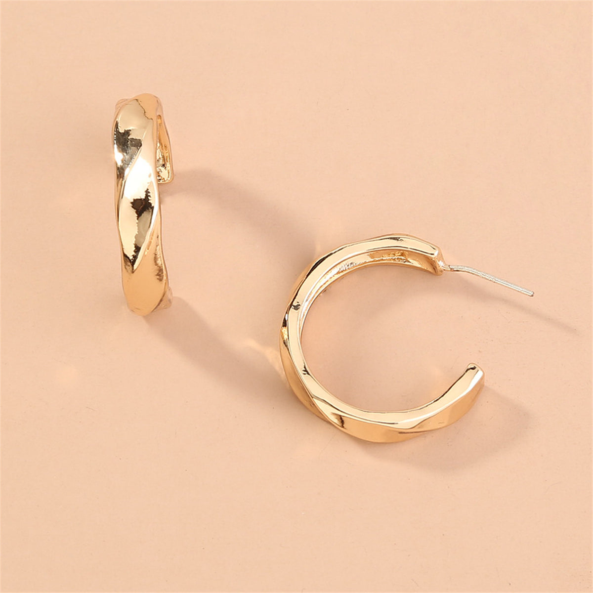 18K Gold-Plated Twisted Hoop Earrings, dainty minimalist design, lifestyle look