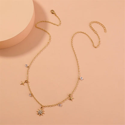 Cubic Zirconia & 18K Gold-Plated Celestial Station Necklace