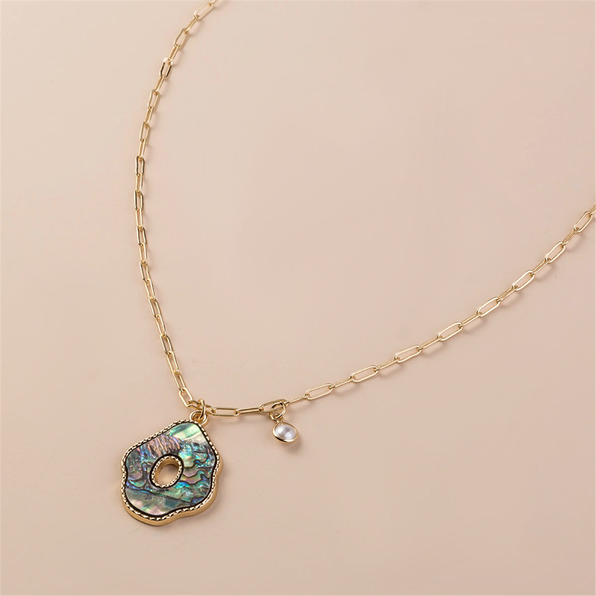 Abalone Shell & Pearl 18K Gold-Plated Cutout Pendant Necklace