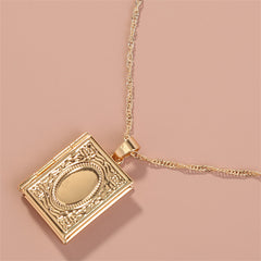 Beautiful 18K gold-plated locket showcasing a tiny book within, ideal for preserving special moments and memories.
