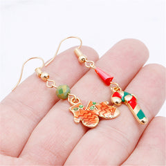 Red Enaeml & 18K Gold-Plated Candy Cane Mittens Drop Earrings