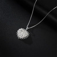 Silver-Plated Filigree Heart Pendant Necklace