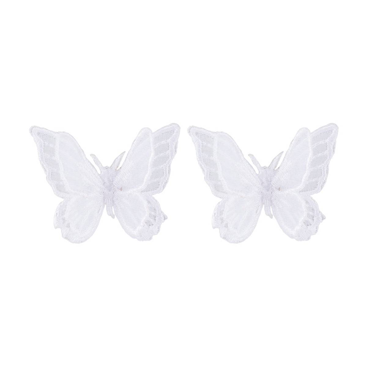 White Embroidered Butterfly Stud Earrings