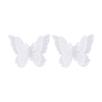 White Embroidered Butterfly Stud Earrings