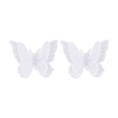 White Embroidered Butterfly Stud Earrings