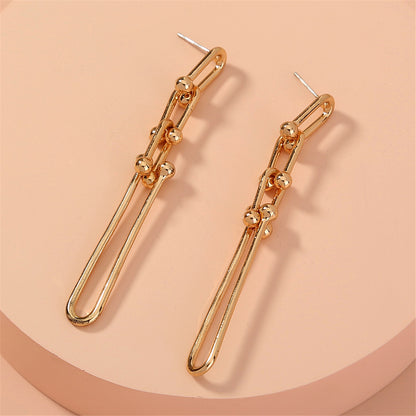 18K Gold-Plated Studded Drop Earrings, gold drop earrings for women, elegant gift for her, side view