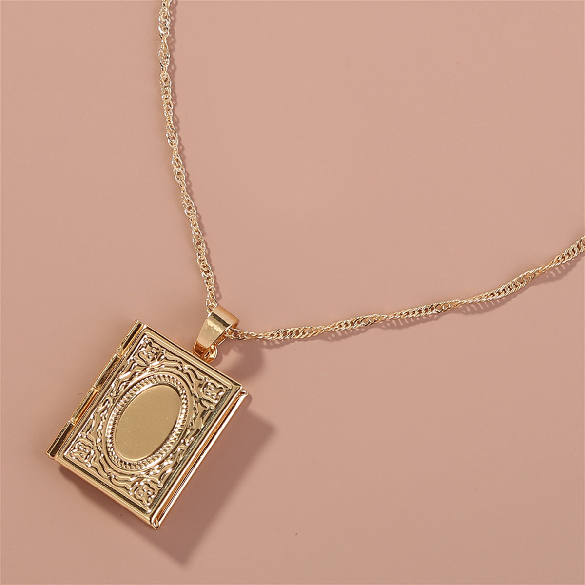 18K Gold-Plated Book Locket, gold pendant necklace for women, elegant gift for her, lifestyle look