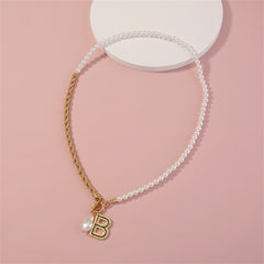 Pearl & 18K Gold-Plated Twine 'B' Pendant Necklace