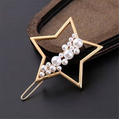 Pearl & 18K Gold-Plated Star Hair Clip