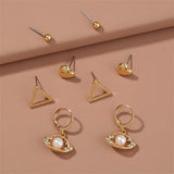 Cubic Zirconia & Pearl Eye Leverback Earrings Set
