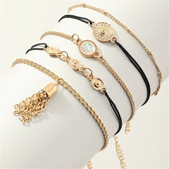 Moonstone & Vibre Tassel Anklet Set