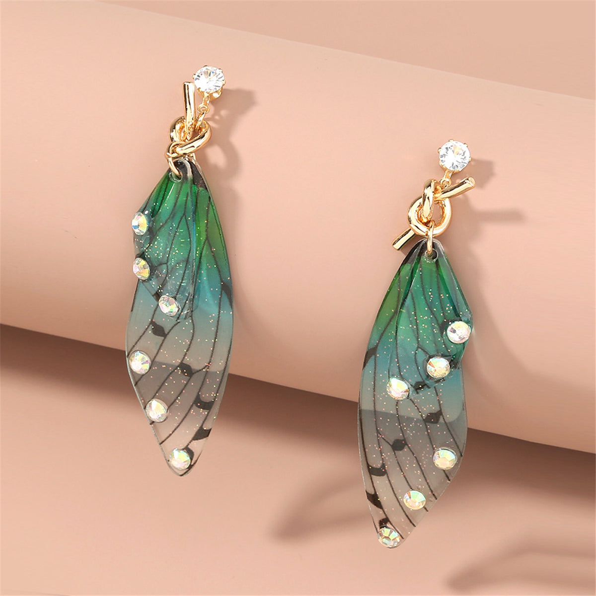 Cubic Zirconia and Pearl Butterfly-Wing Drop Earrings, drop earrings for women, elegant gift for her, detail close-up
