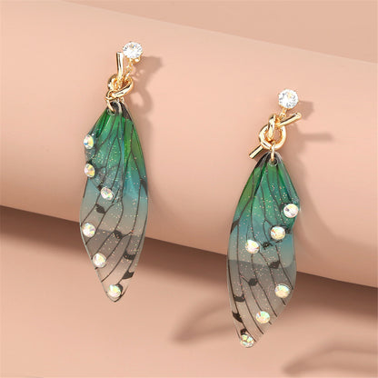 Cubic Zirconia and Pearl Butterfly-Wing Drop Earrings, drop earrings for women, elegant gift for her, detail close-up