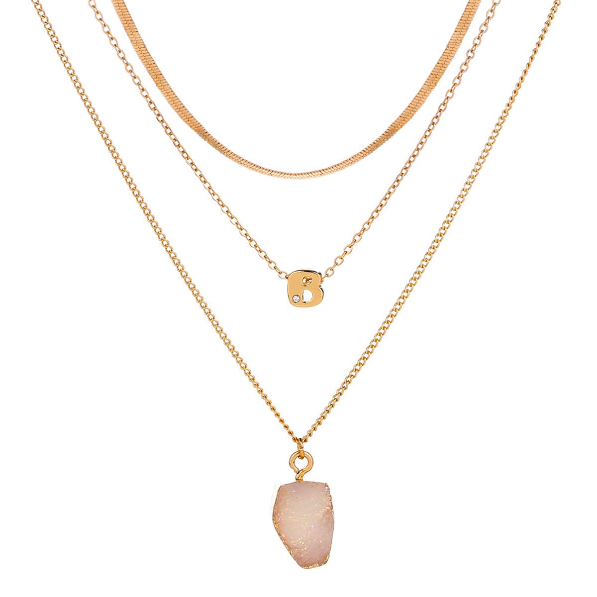 Crystal and Cubic Zirconia Layered Pendant Necklace Set, jewelry gift sets for women, dainty minimalist design, side view