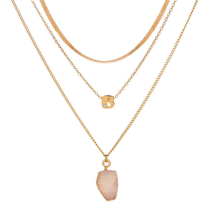 Crystal and Cubic Zirconia Layered Pendant Necklace Set, jewelry gift sets for women, dainty minimalist design, side view
