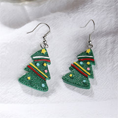 Green Acrylic & Silver-Plated Christmas Tree Drop Earrings