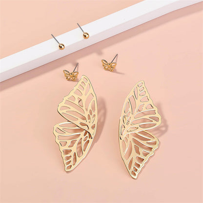 18K Gold-Plated Butterfly Stud Earrings Set, gold stud earrings for women, everyday style, lifestyle look
