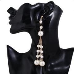Pearl & 18K Gold-Plated Tassel Drop Earrings