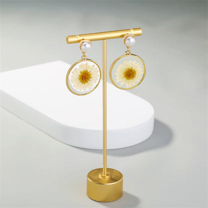 Pearl & 18K Gold-Plated Resin Mum Drop Earrings