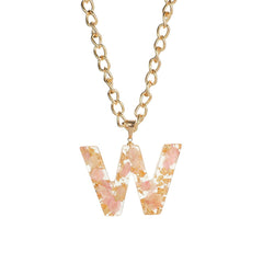 Pink & 18K Gold-Plated Floral Alphabet W Pendant Necklace
