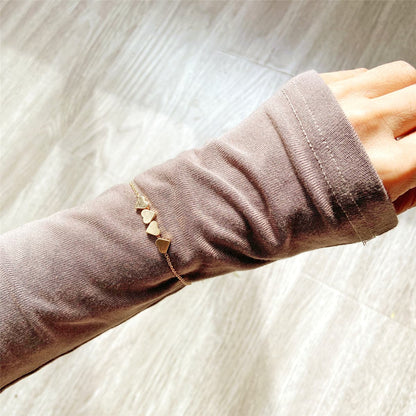 18K Gold-Plated Heart Bracelet, gold bracelet for women, botanical inspired, side view