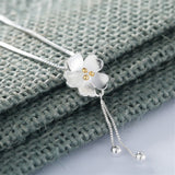 Two-Tone Sakura Floral Pendant Necklace