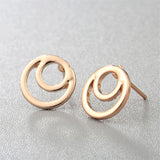 Gold-Plated Open Layered Circles Stud Earrings