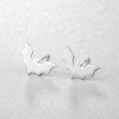 Silver-Plated Bat Stud Earrings