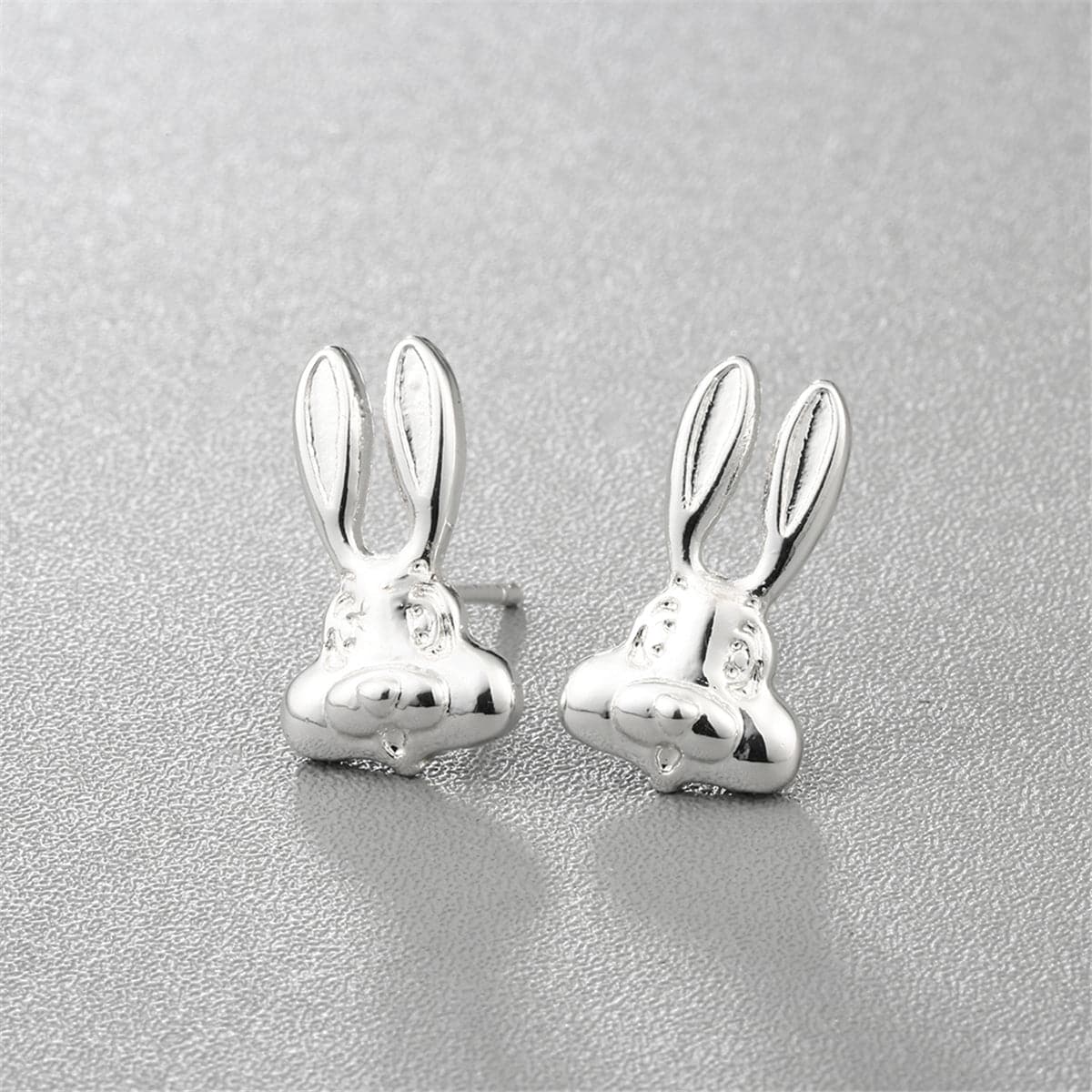Silver-Plated Rabbit Stud Earrings