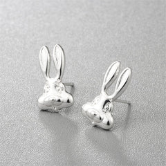 Silver-Plated Rabbit Stud Earrings