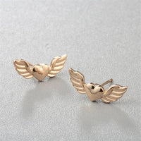 Goldtone Flying Heart Stud Earrings
