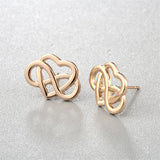 Gold-Plated Open Infinity Symbol & Heart Stud Earrings
