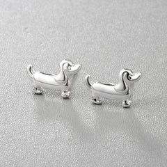 Silver-Plated Dachshund Stud Earrings