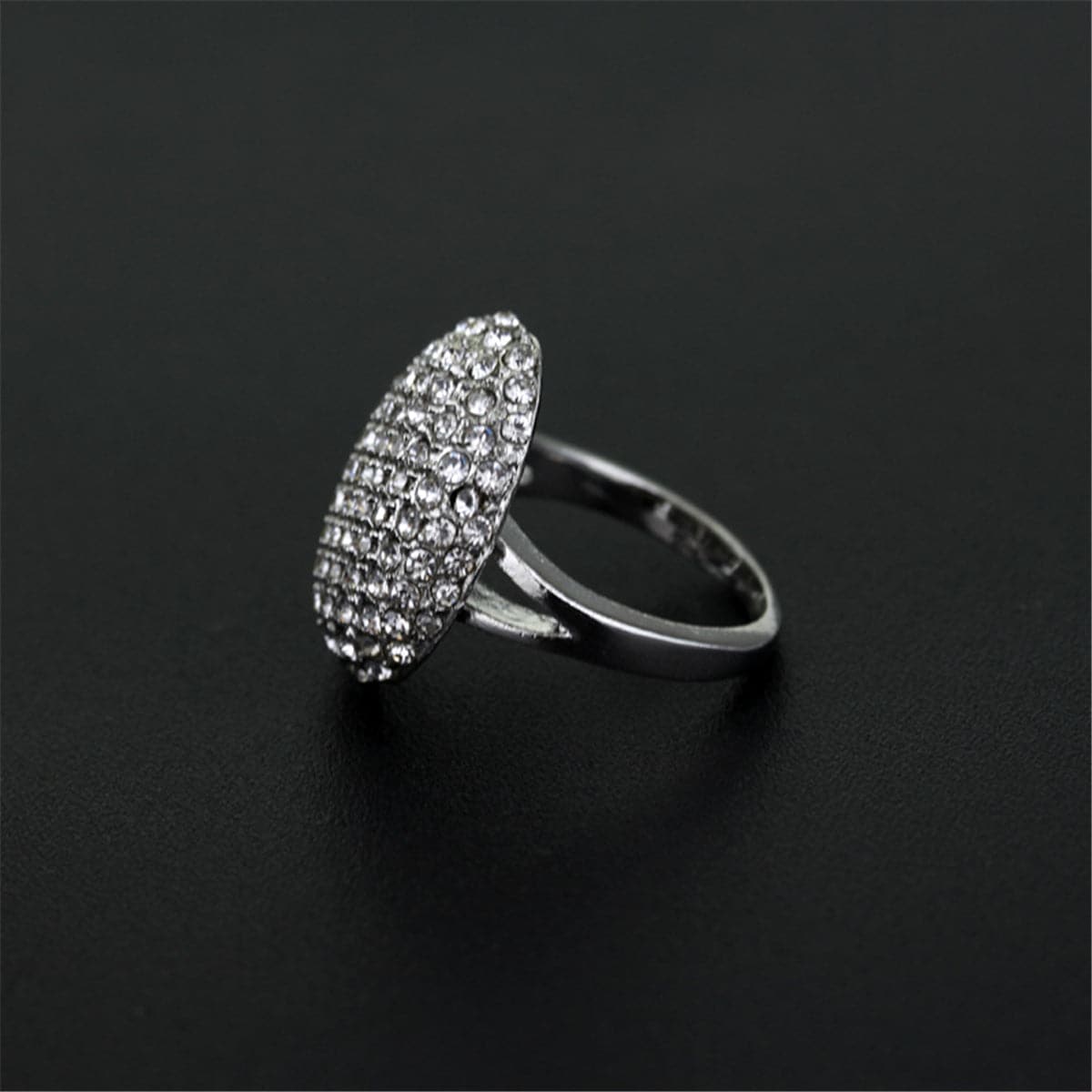 cubic zirconia & Silver-Plated Oval Sunflower Band Ring - streetregion
