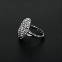 cubic zirconia & Silver-Plated Oval Sunflower Band Ring - streetregion