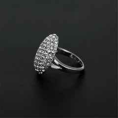 cubic zirconia & Silver-Plated Oval Sunflower Band Ring - streetregion