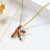 Red Multicolor Crystal & Cubic Zirconia Letter K Pendant Necklace