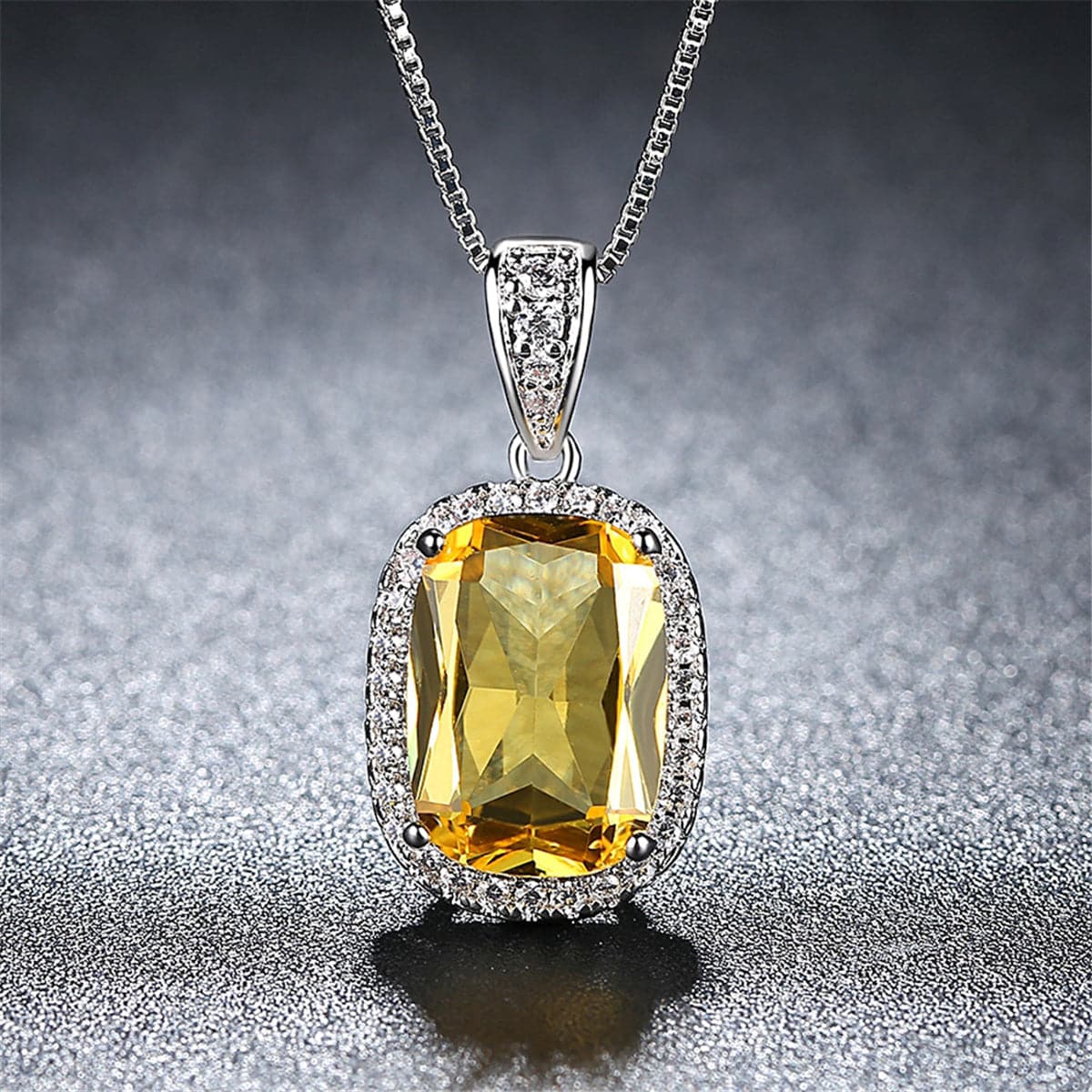Yellow Crystal & Cubic Zirconia Silver-Plated Pendant Necklace