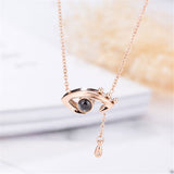Cubic Zirconia & 18k Rose Gold-Plated Eye & Teardrop Pendant Necklace