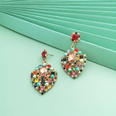 Blue & Red Pearl Cubic Zirconia 18K Gold-Plated Cluster Drop Earrings