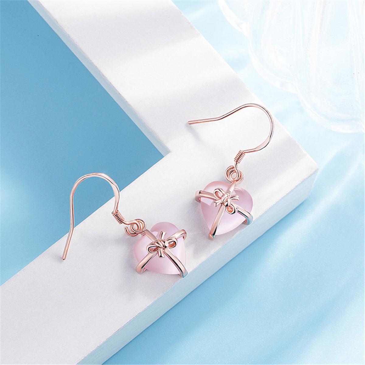 Rose Quartz and 18K Rose Gold-Plated Bezel Drop Earrings, rose gold drop earrings for women, styled look
