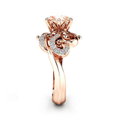Champagne Crystal & cubic zirconia Filigree Floral Ring - streetregion