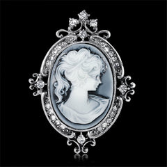 Cubic Zirconia & Silver-Plated Silhouette Brooch