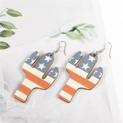 Blue & Red Polystyrene Stars & Stripes Cactus Drop Earrings