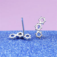 Silvertone Triple Hollow-Star Stud Earrings