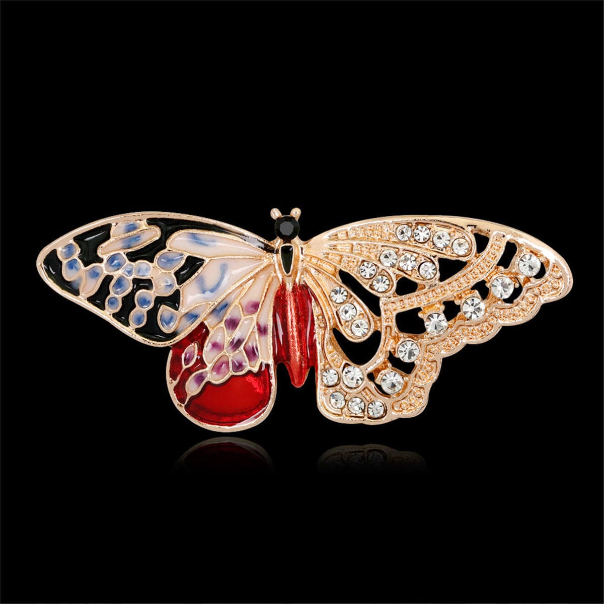 Cubic Zirconia & 18K Gold-Plated Butterfly Brooch