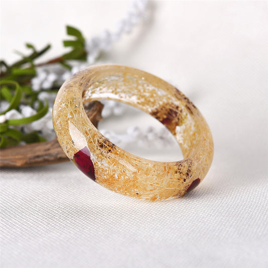 Red and Natural Dried Flower Bangle, bangle bracelet, everyday style, front view