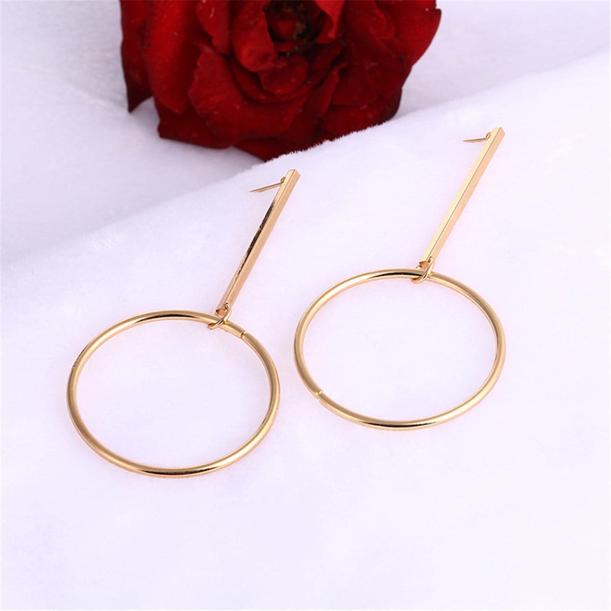 18K Gold-Plated Open Circle Drop Earrings