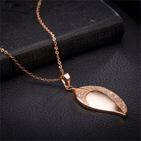 Cubic Zirconia & 18k Rose Gold-Plated Leaf Pendant Necklace
