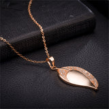 Cubic Zirconia & 18k Rose Gold-Plated Leaf Pendant Necklace